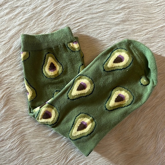 3/$15 Brand New Avocado fruit Print Half-Crew Socks - Picture 2 of 4
